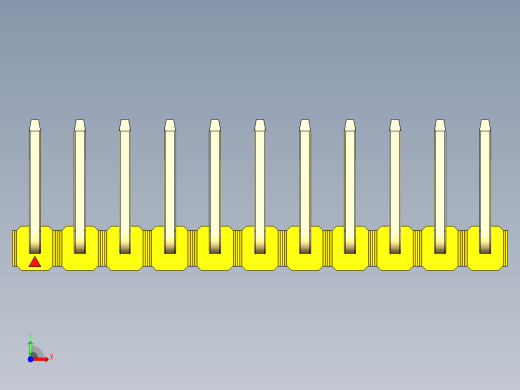 彩色公排针 100mil 2.54mm 系列-DS1022_yellow_11p_100mil_TypeU_rev1.0前视缩略图