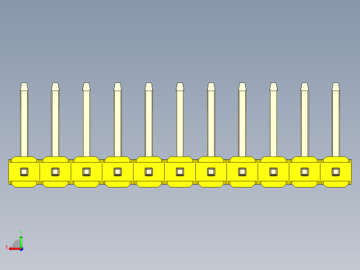 彩色公排针 100mil 2.54mm 系列-DS1022_yellow_11p_100mil_TypeU_rev1.0后视缩略图