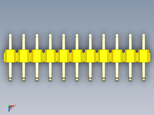 彩色公排针 100mil 2.54mm 系列-DS1022_yellow_11p_100mil_TypeU_rev1.0俯视缩略图