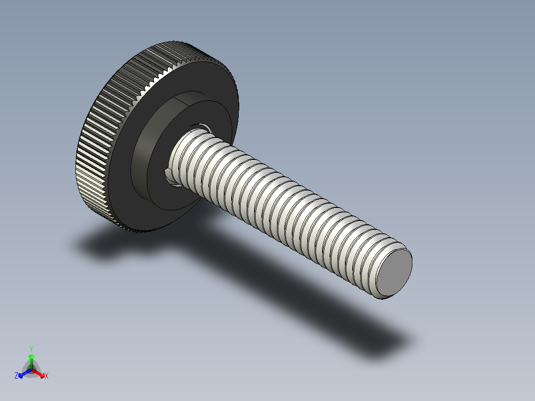 滚花旋钮-Knurled Knob 0.312x1.000x1.500.STEP正等轴测图