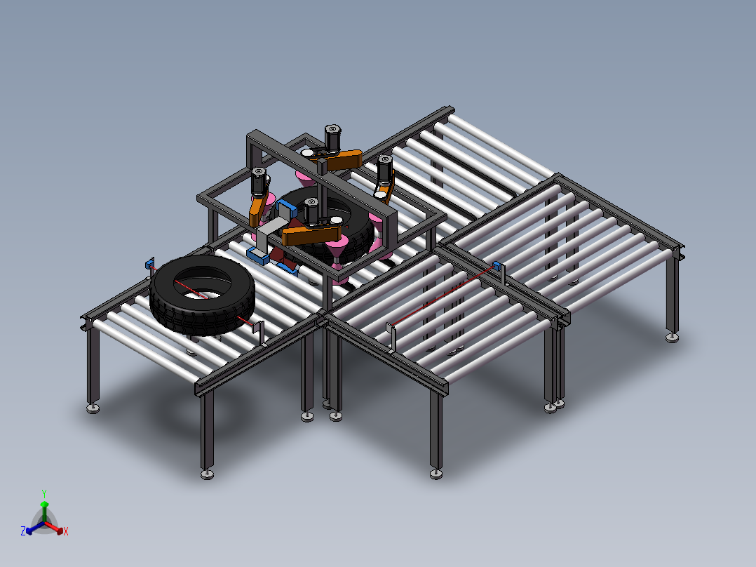 轮胎QC检测线正等轴测图