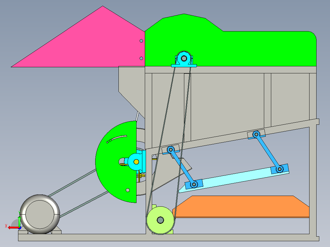 JX431-花生摘果机设计【全喂入式】三维proe+cad图俯视图