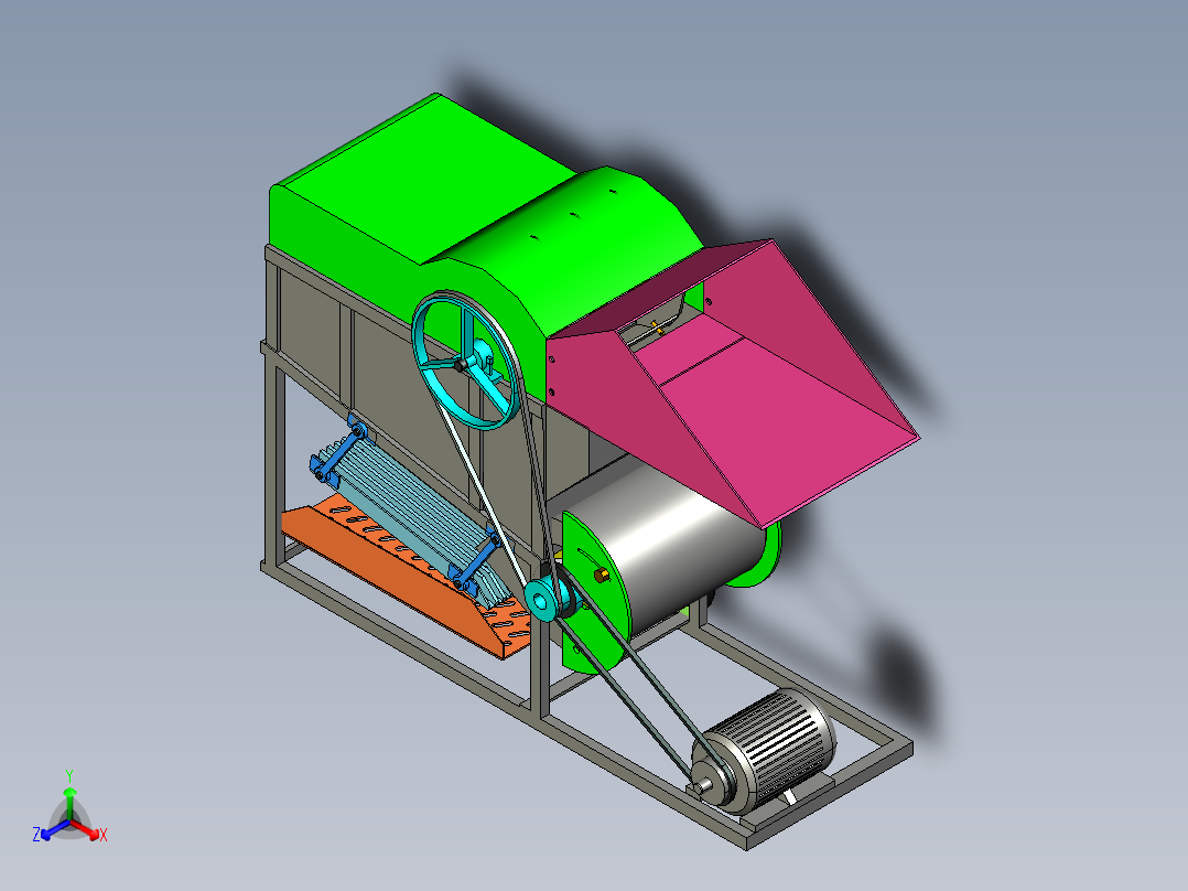 JX431-花生摘果机设计【全喂入式】三维proe+cad图正等轴测图