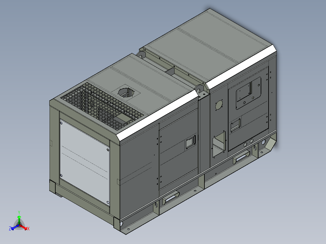 WP2.3D40型30KW斜角款发电机组三维SW模型主视图