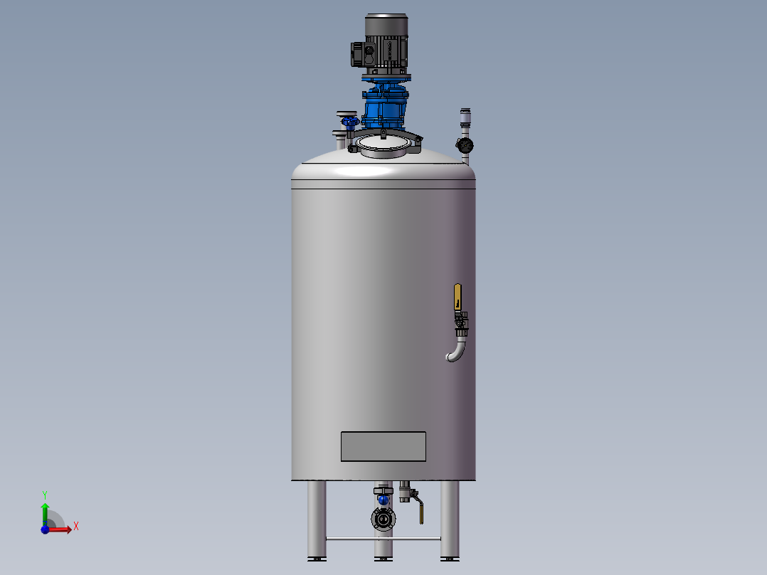 压力容积、糖浆桶100l前视图