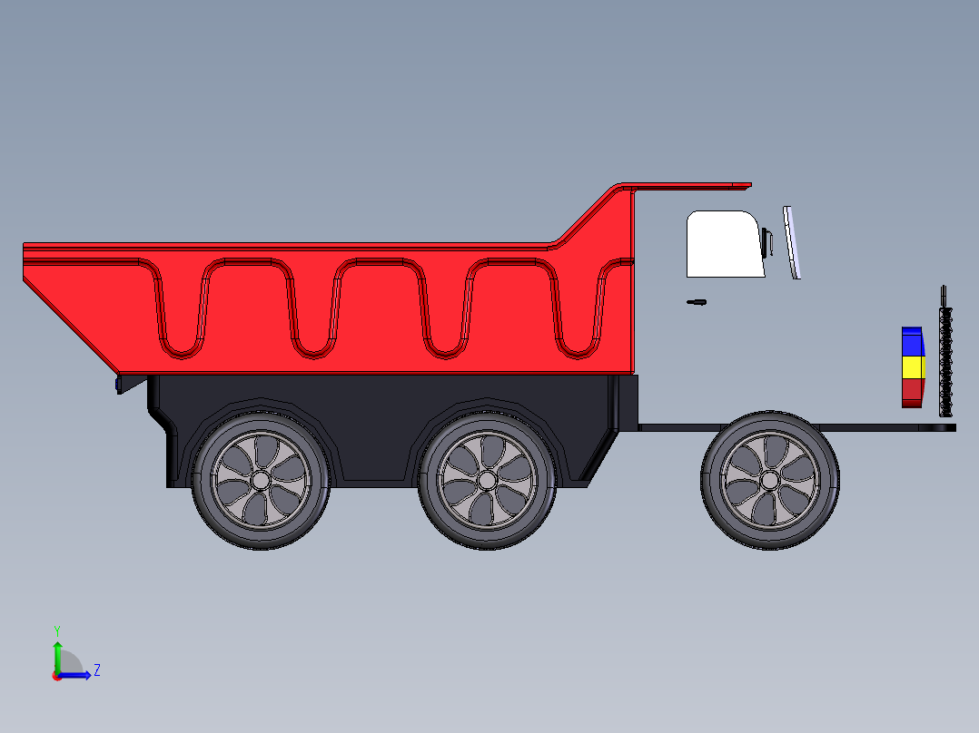 翻斗卡车玩具模型左视图