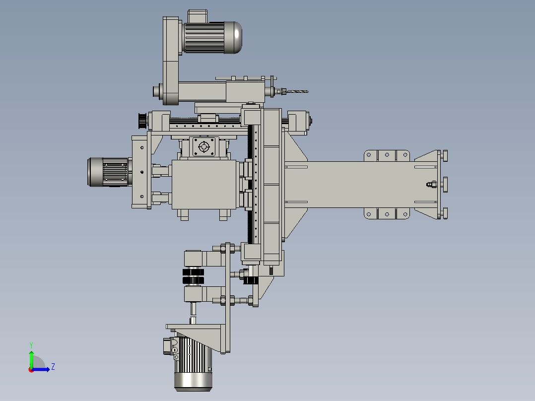 滑块式三轴中心可调打孔机左视图
