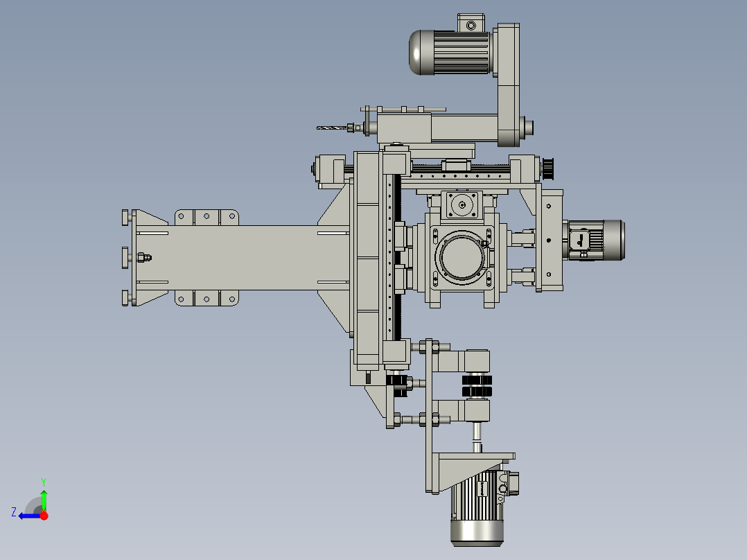 滑块式三轴中心可调打孔机右视图