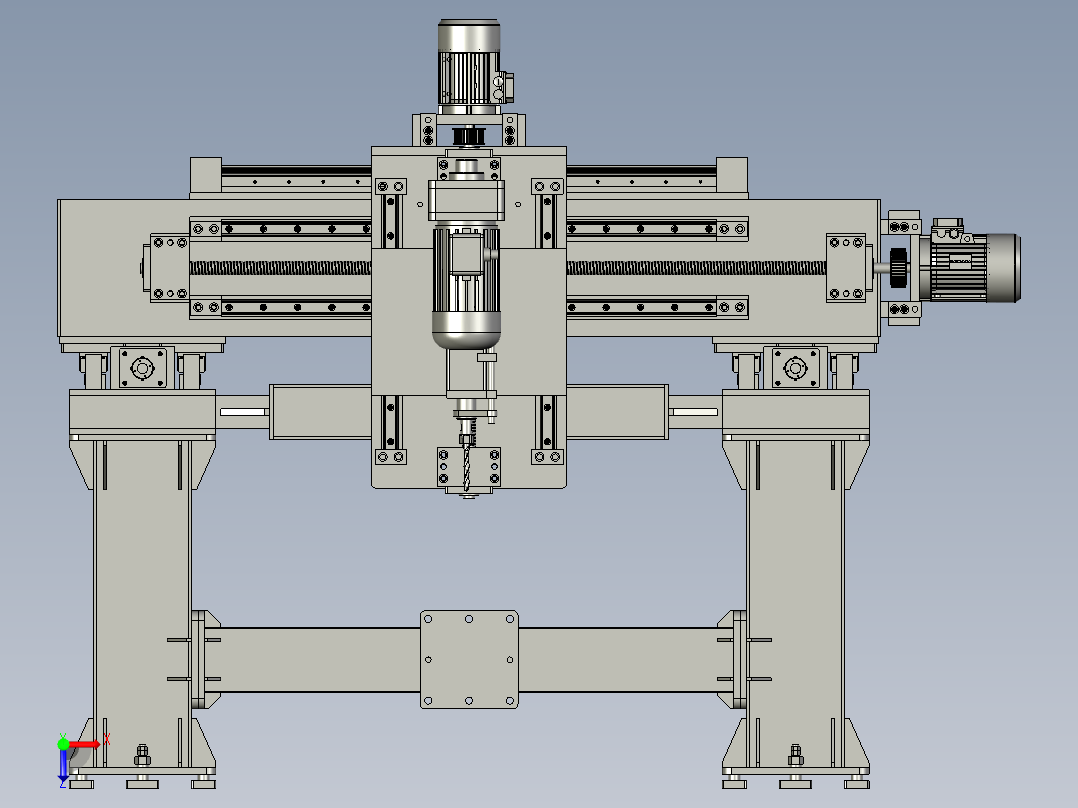 滑块式三轴中心可调打孔机俯视图