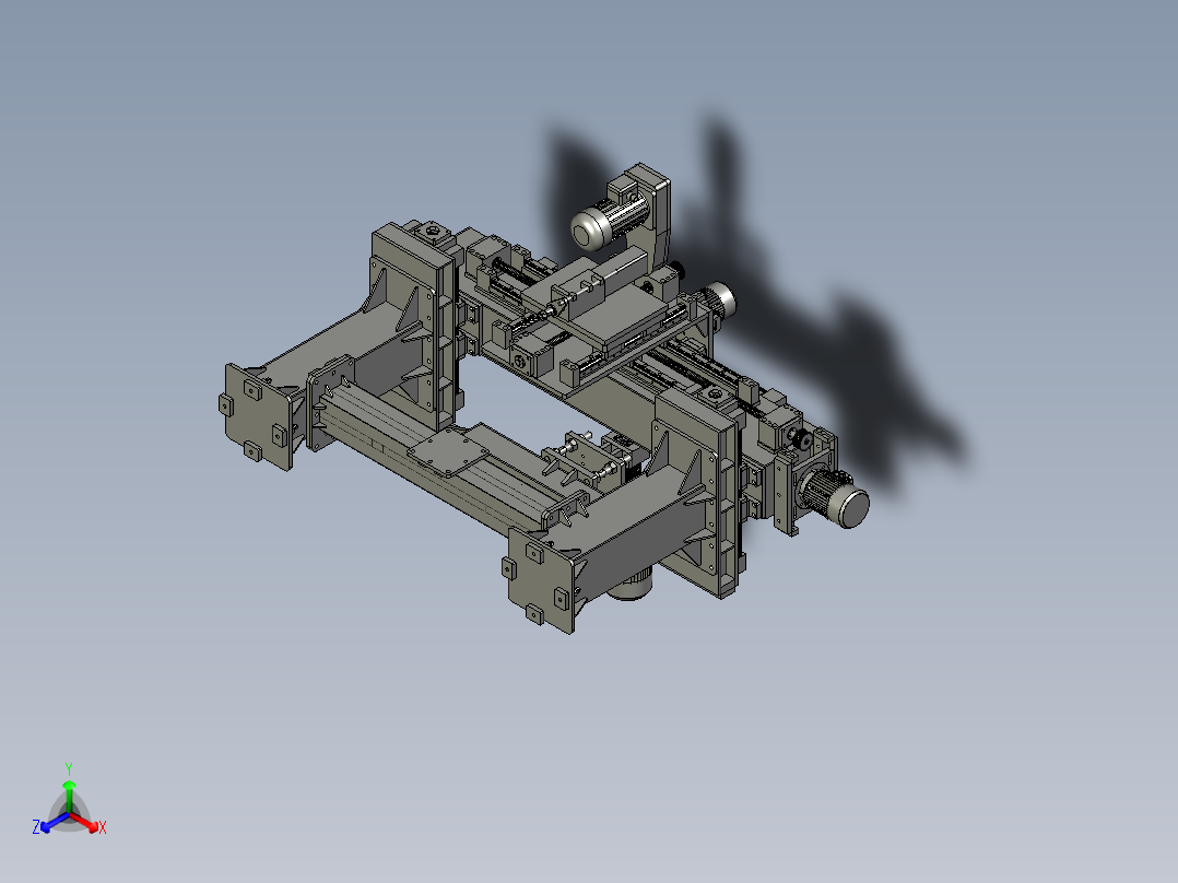 滑块式三轴中心可调打孔机正等轴测图