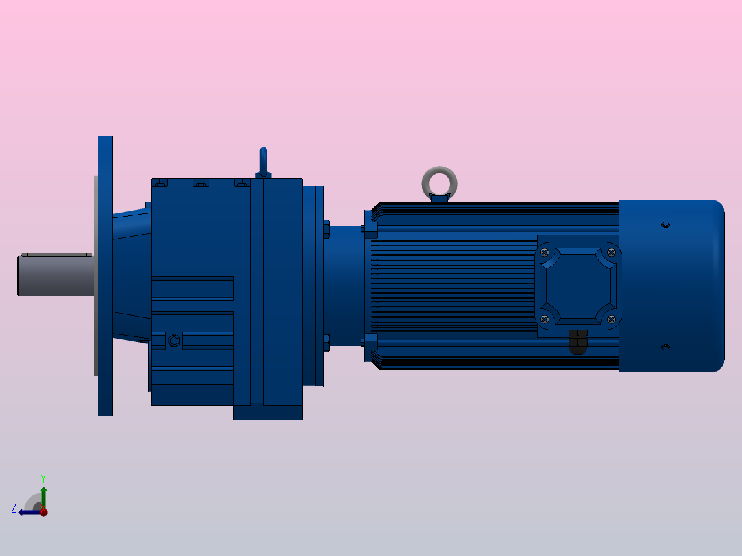 RF87法兰轴伸式安装斜齿轮减速机RF87-YVB2.2-4P-100-M1-0°-Φ350右视图