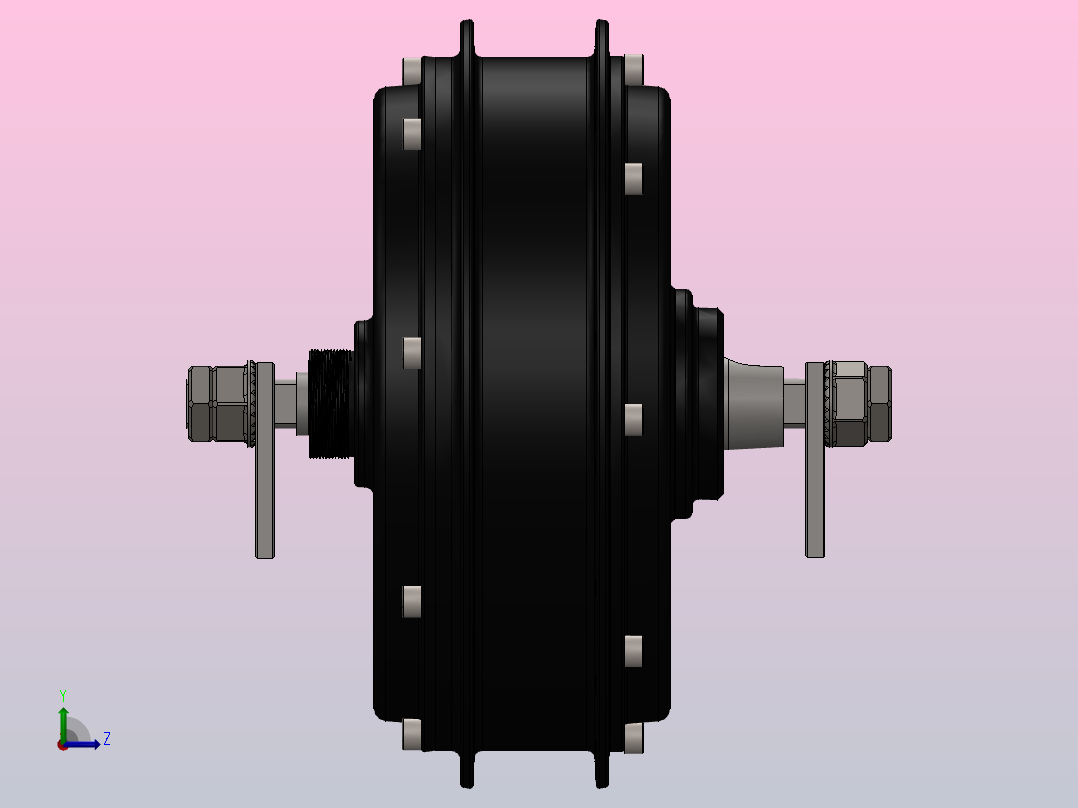 QS205轮毂电机的实际尺寸左视图