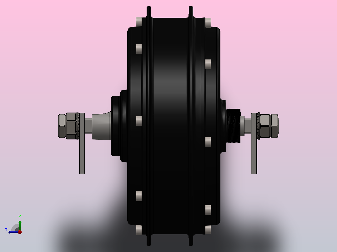 QS205轮毂电机的实际尺寸右视图