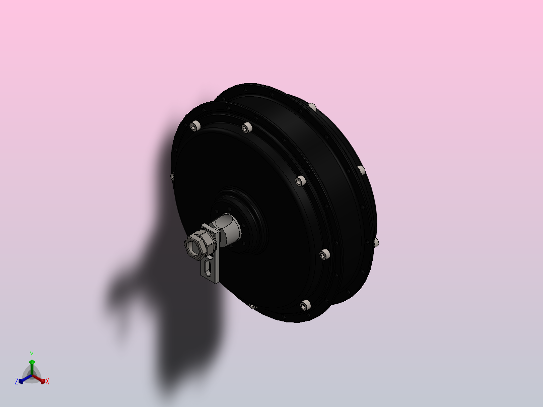 QS205轮毂电机的实际尺寸正等轴测图