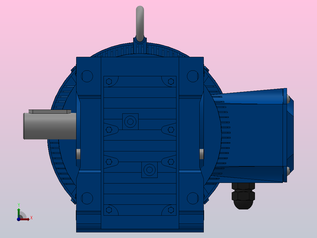 K37底脚轴伸式安装螺旋锥齿轮减速机K37-Y0.75-4P-12.14-M1-0°-B前视图