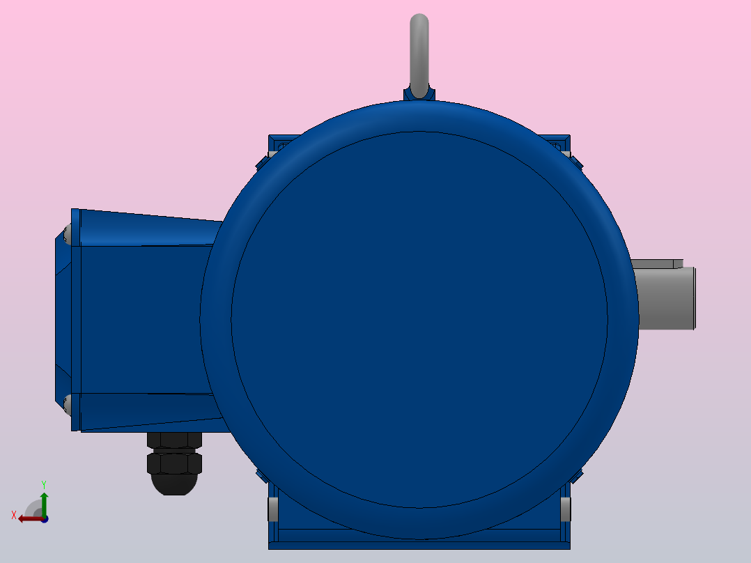 K37底脚轴伸式安装螺旋锥齿轮减速机K37-Y0.75-4P-12.14-M1-0°-B后视图