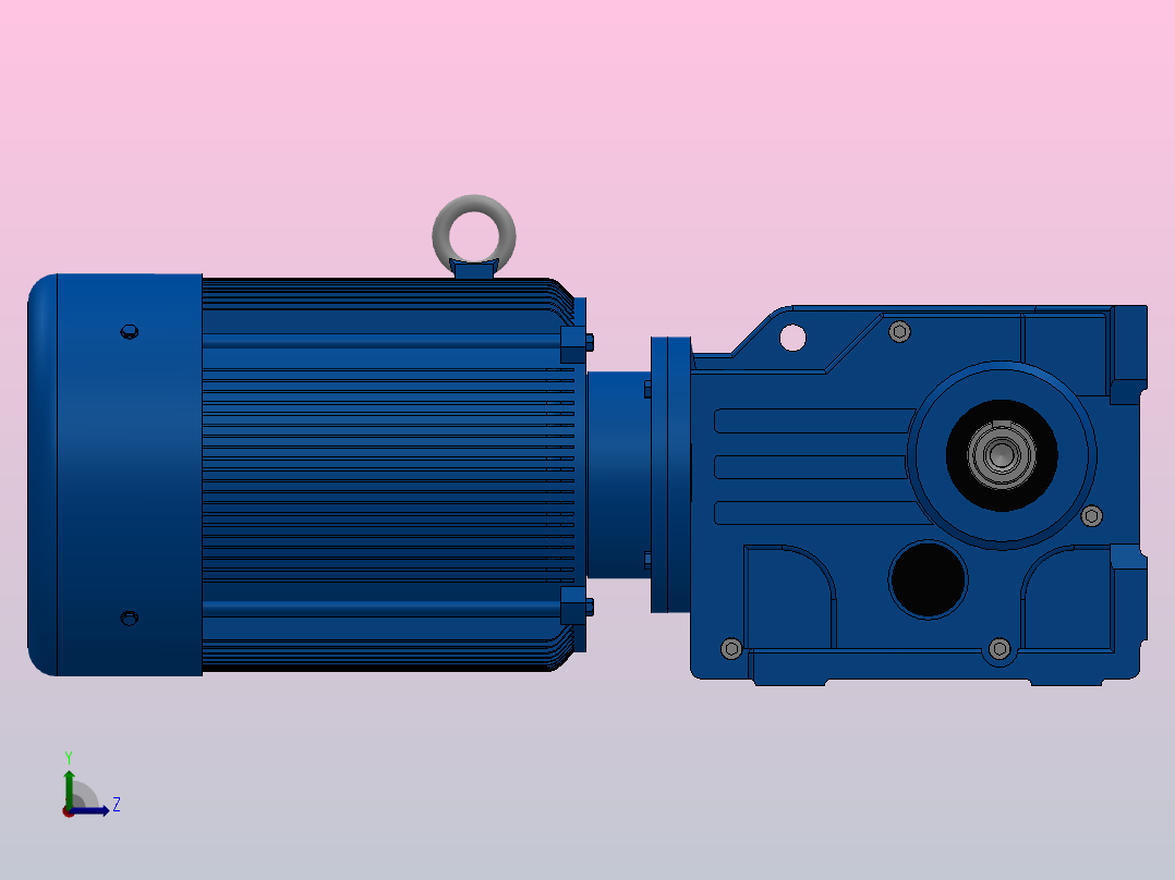 K37底脚轴伸式安装螺旋锥齿轮减速机K37-Y0.75-4P-12.14-M1-0°-B左视图