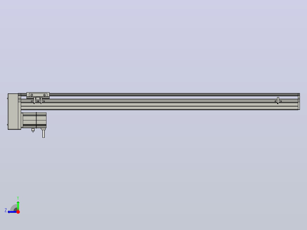 SYS12-900-BM-200W滚珠花健、支撑座、滚珠丝杠、交叉导轨、直线模组.STEP右视图