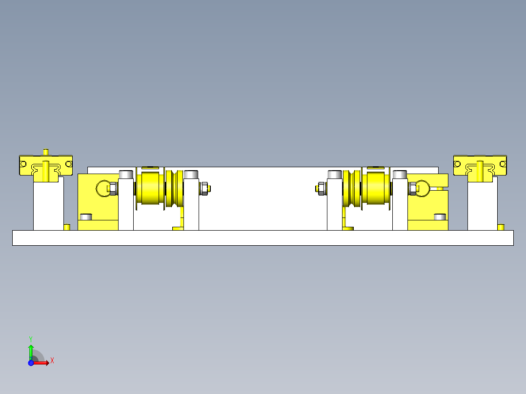 使用钢丝和气缸的4倍行程滑台前视图