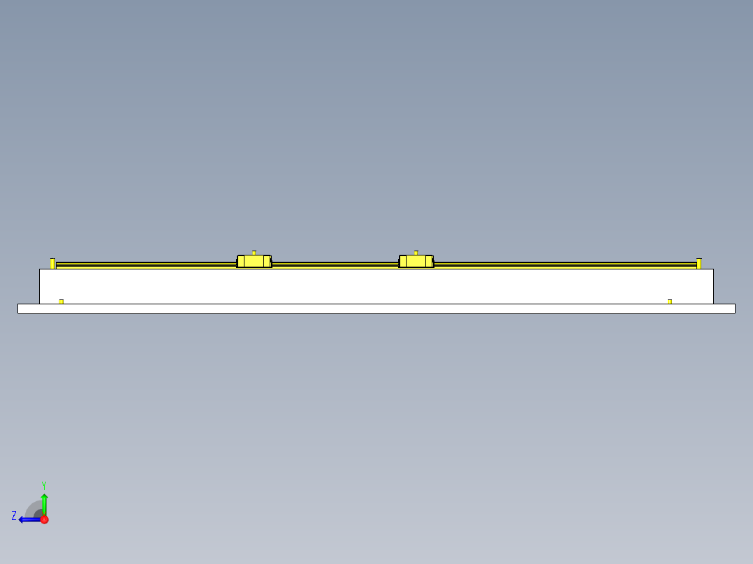 使用钢丝和气缸的4倍行程滑台右视图
