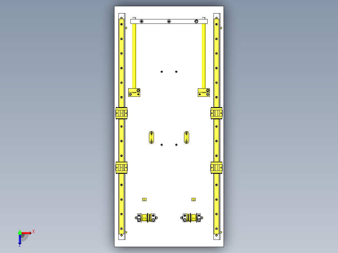 使用钢丝和气缸的4倍行程滑台俯视图