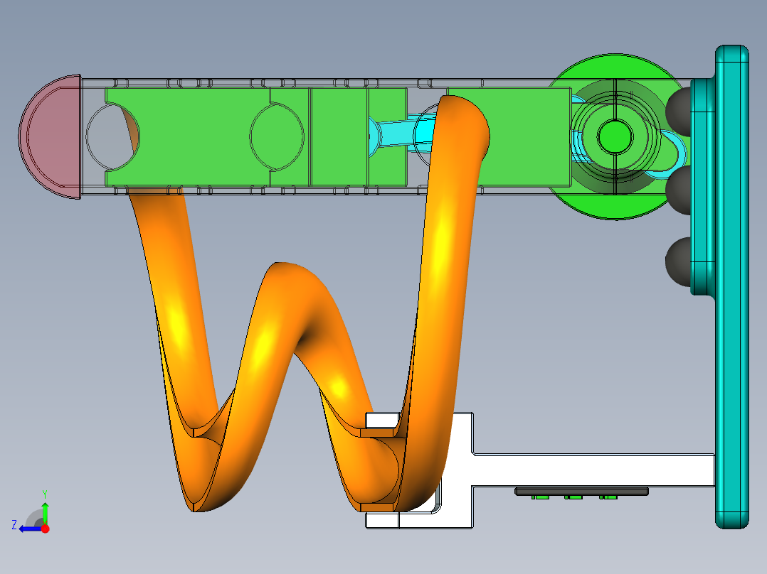 滚动的球装置右视图