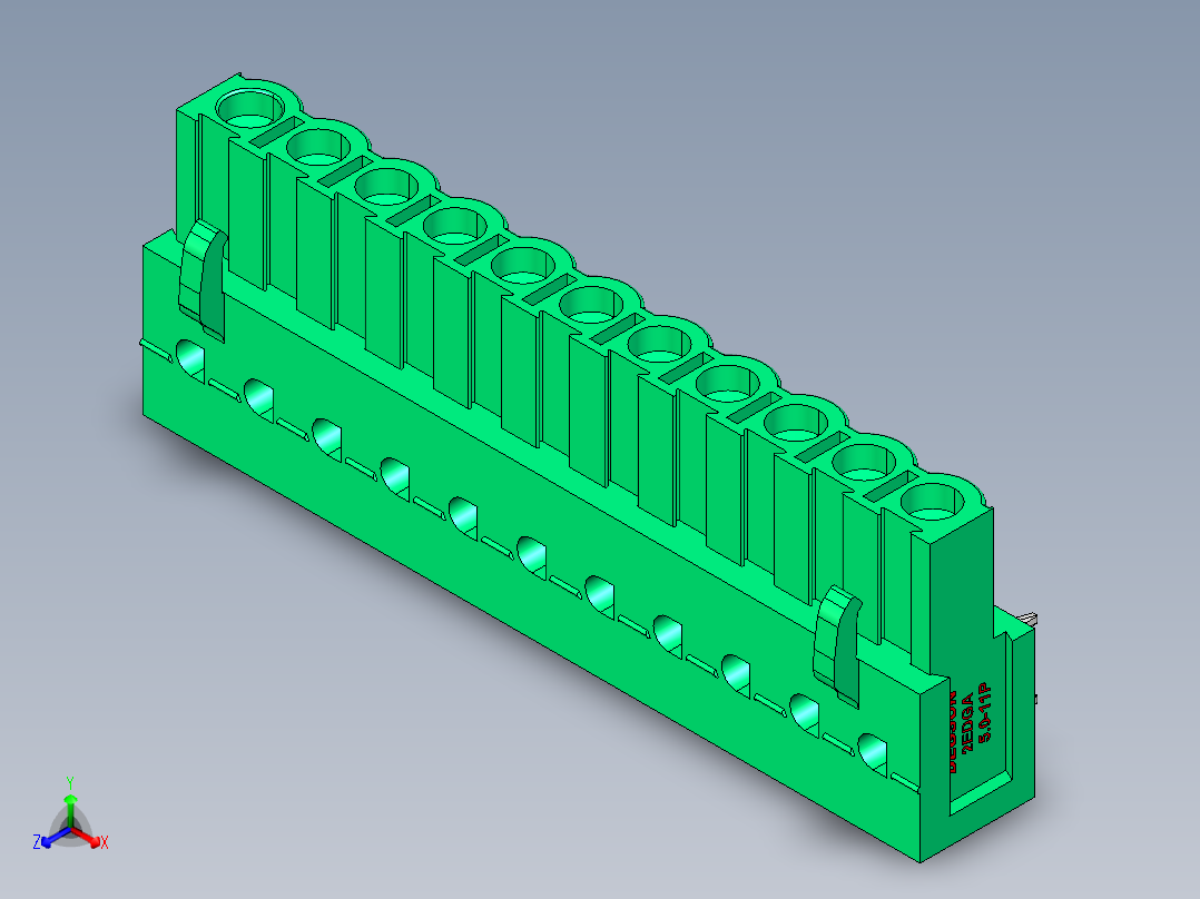 DEGSON 2EDG 系列 5.0mm 可插拔接线端子组-2EDGA-5.0-11P-14-00AH正等轴测图
