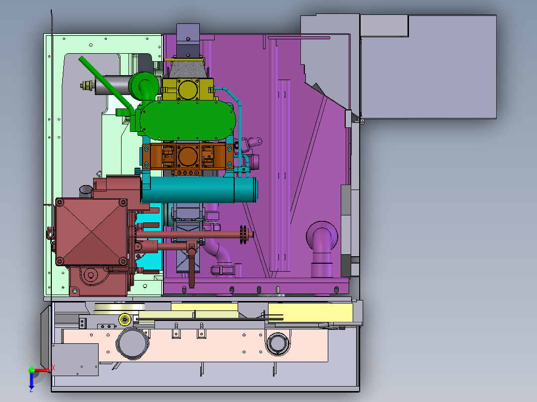整体饮料生产线包装包装机3D模型俯视图