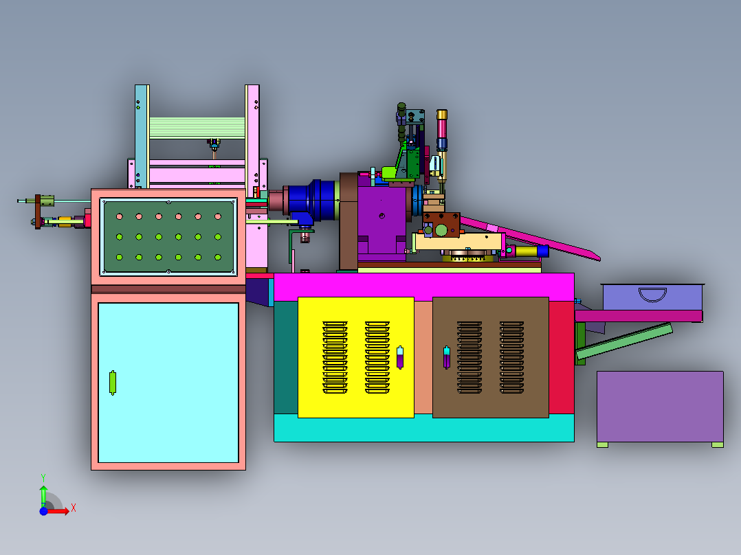 圆钢自动进给主轴进料机床前视图