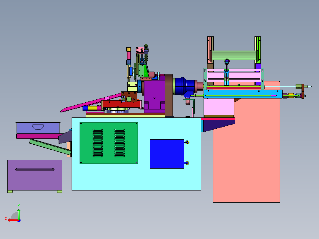 圆钢自动进给主轴进料机床后视图