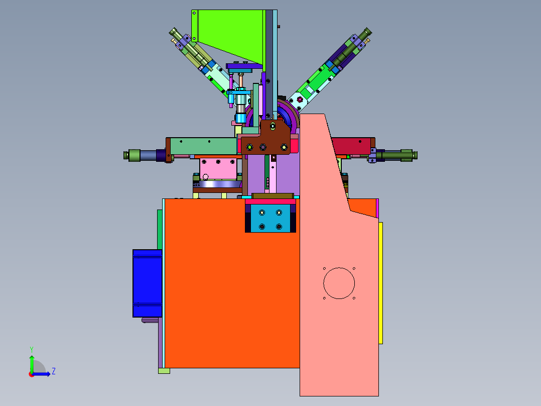 圆钢自动进给主轴进料机床左视图