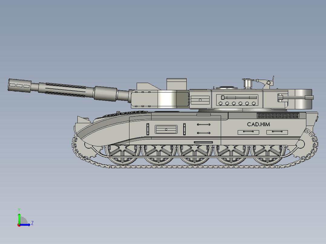 military-tank履带坦克模型左视图