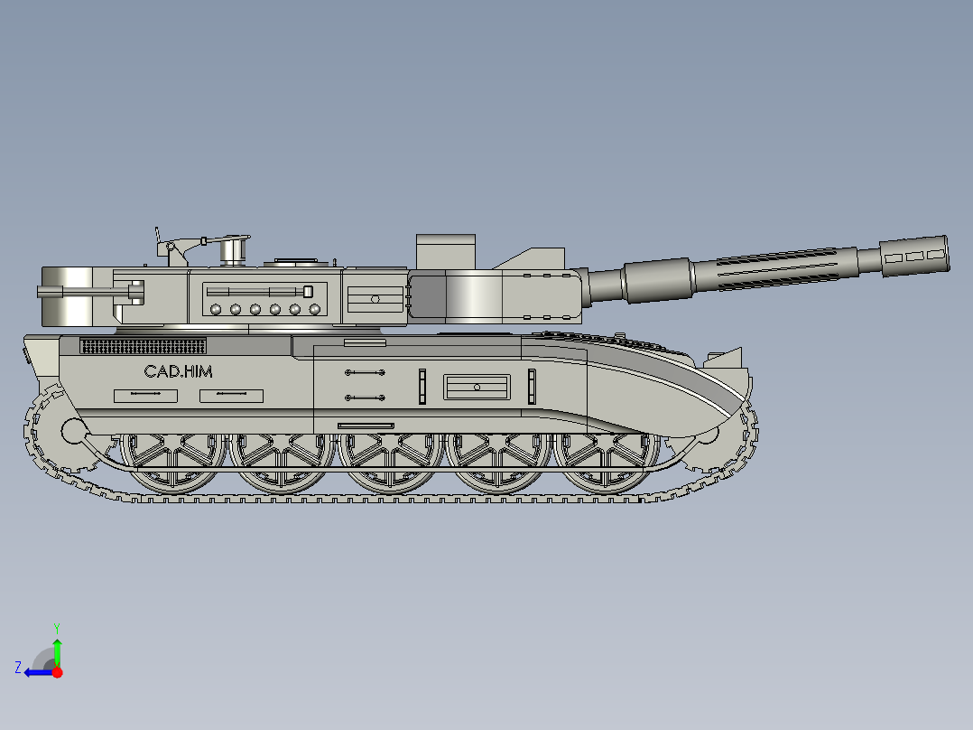 military-tank履带坦克模型右视图
