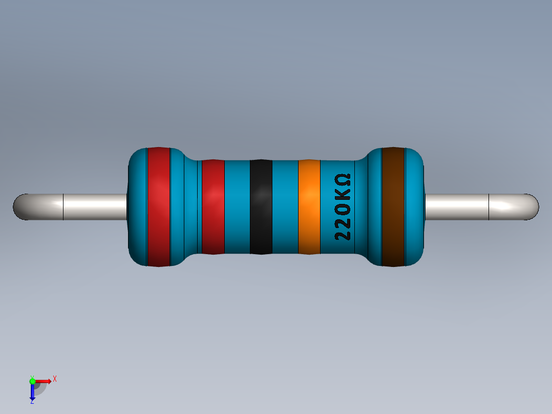 电容器 二极管 电阻器-Resistor 220K Ohm Blue主视图