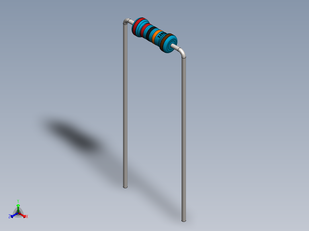 电容器 二极管 电阻器-Resistor 220K Ohm Blue正等轴测图