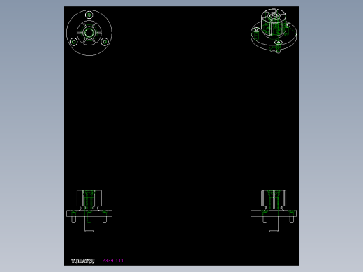 中心夾持座2334(B)-2D多系列多零件图纸模型