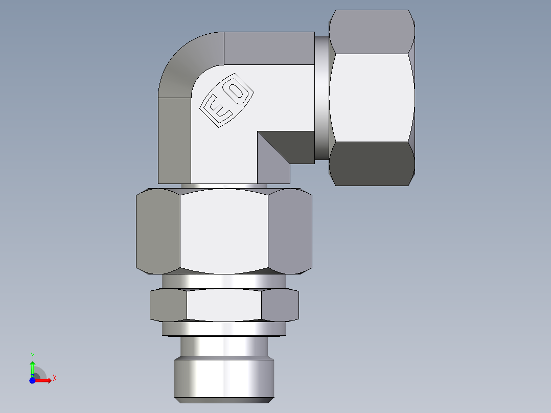 卡套式工业通用硬管接头EO_Assembled_adjustable_standpipe_elbow_EVW18LR71前视图