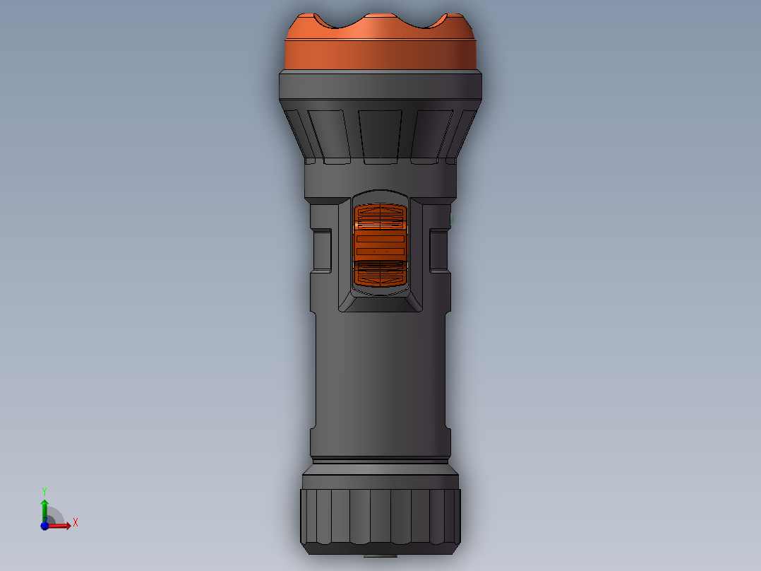 最新手持可充电手电筒（建模超全）前视图