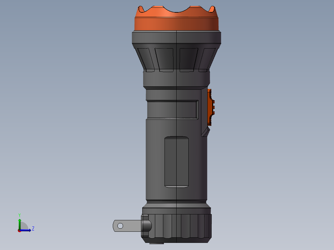 最新手持可充电手电筒（建模超全）左视图