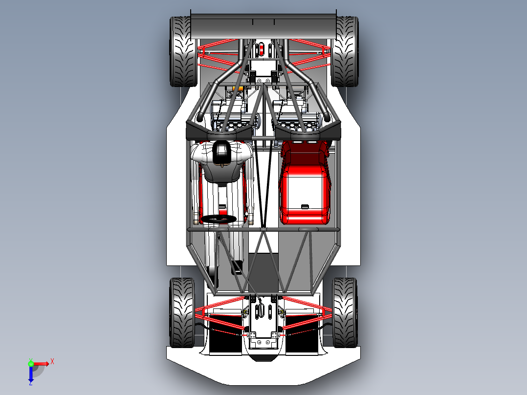 250混合动力原型赛车SW设计俯视图
