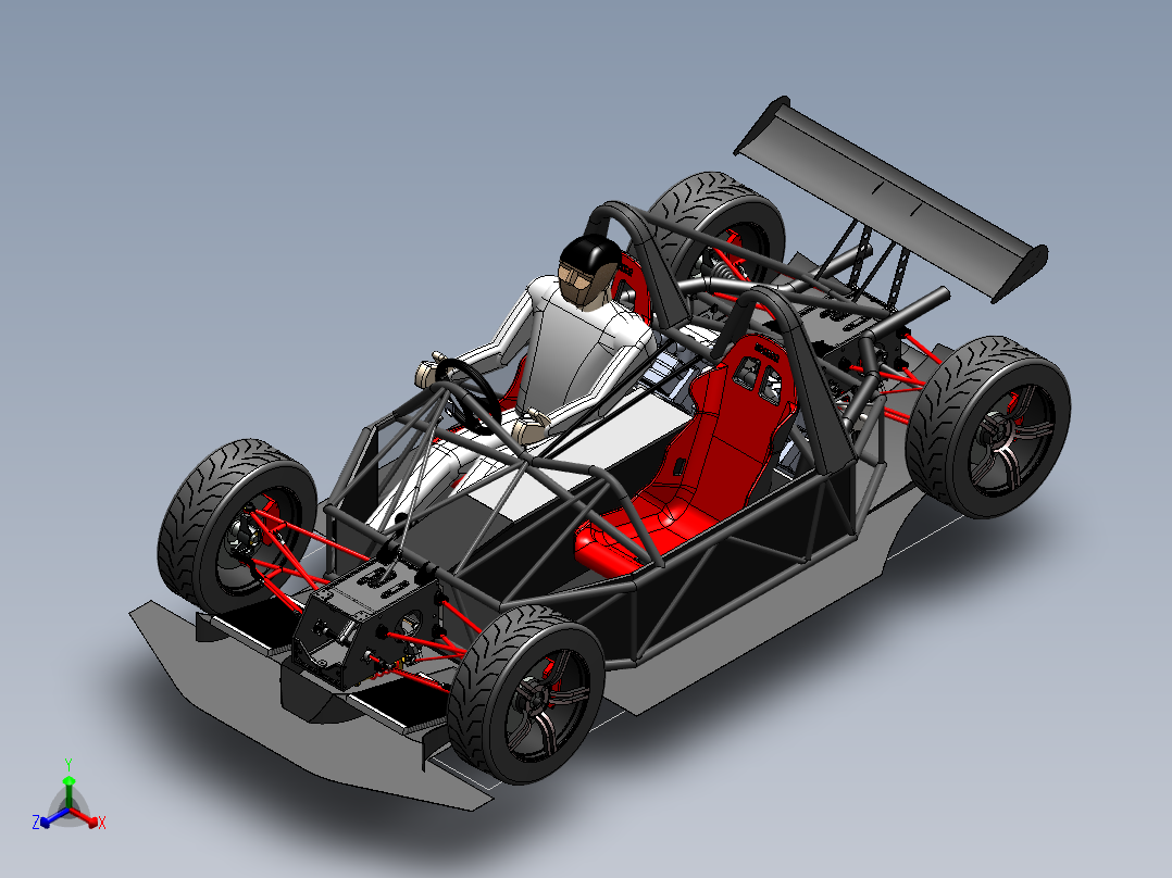 250混合动力原型赛车SW设计正等轴测图