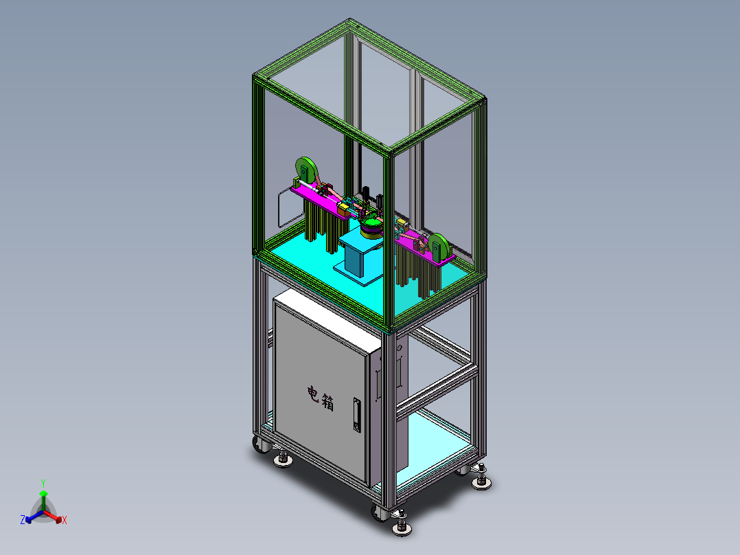 自动贴胶带裁断一体机sw18可编辑正等轴测图