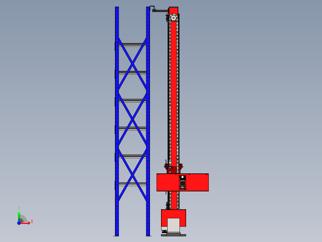 单柱巷道式堆垛机（sw16可编辑+cad）前视图