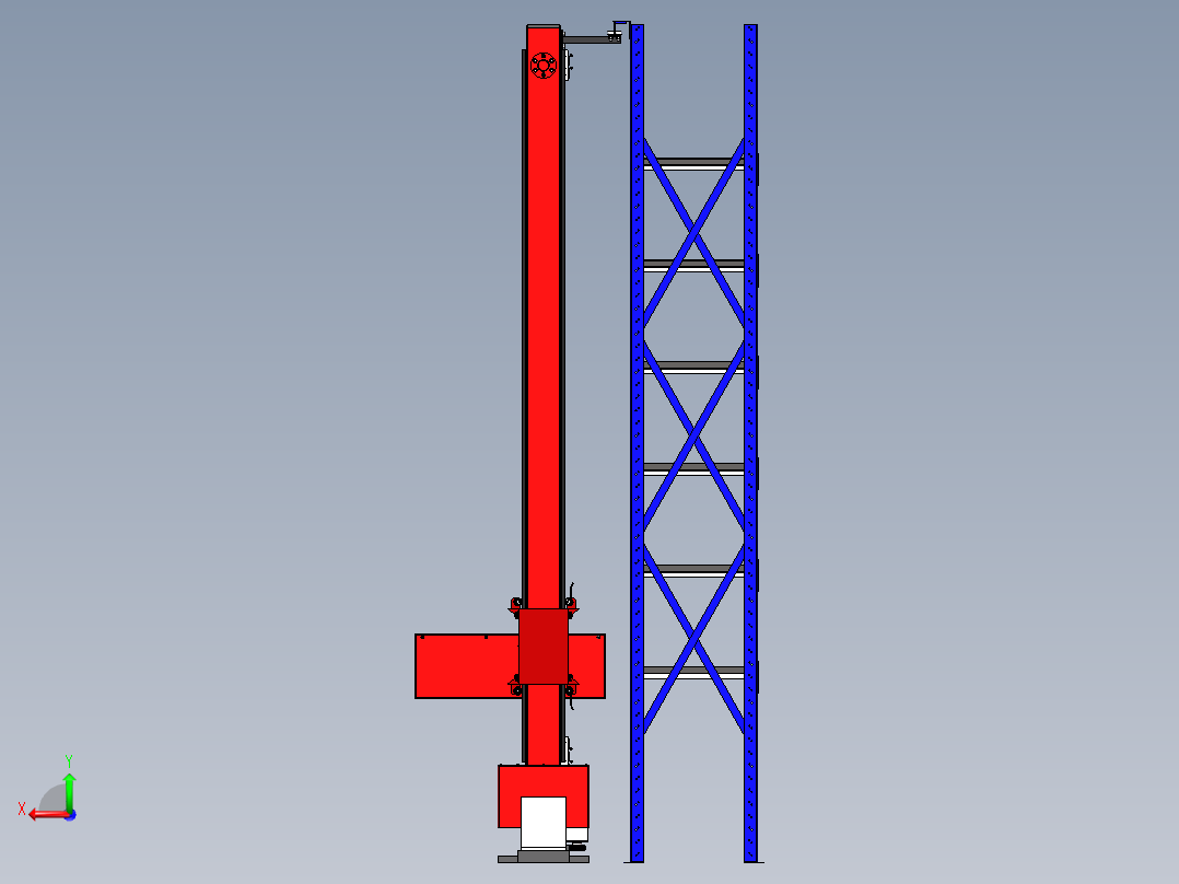 单柱巷道式堆垛机（sw16可编辑+cad）后视图