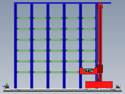 单柱巷道式堆垛机（sw16可编辑+cad）右视缩略图