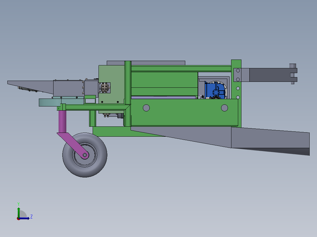小型玉米收割机构3D 装配图 部装图左视图