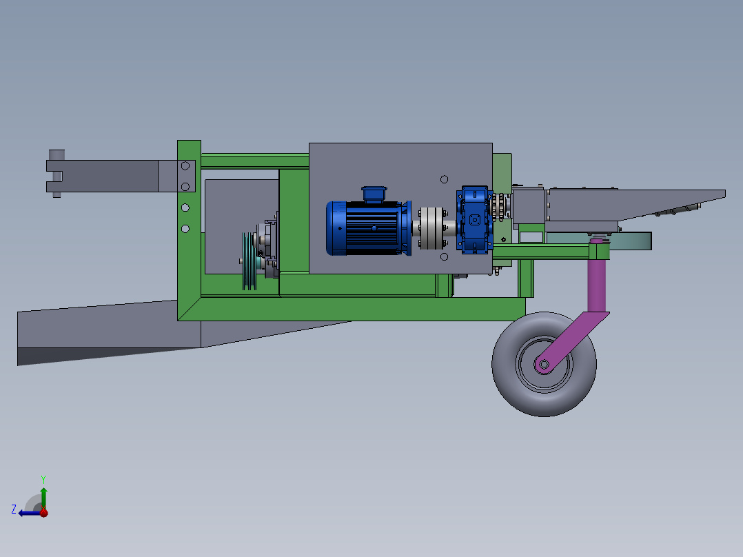 小型玉米收割机构3D 装配图 部装图右视图