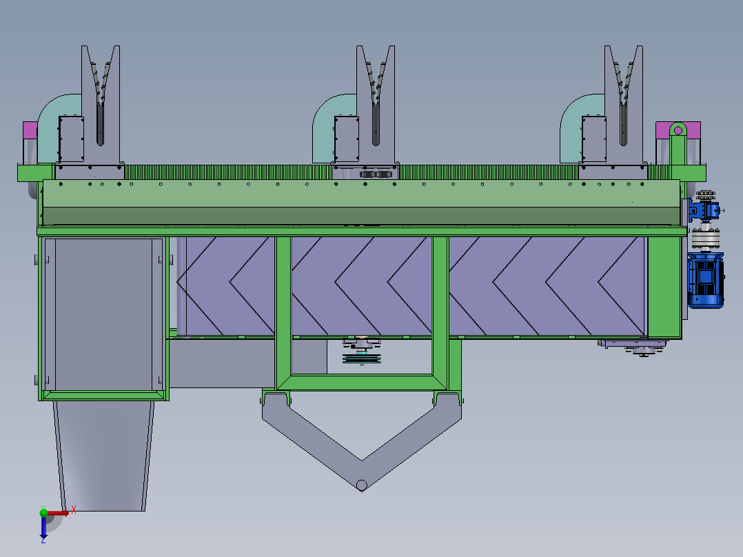 小型玉米收割机构3D 装配图 部装图俯视图