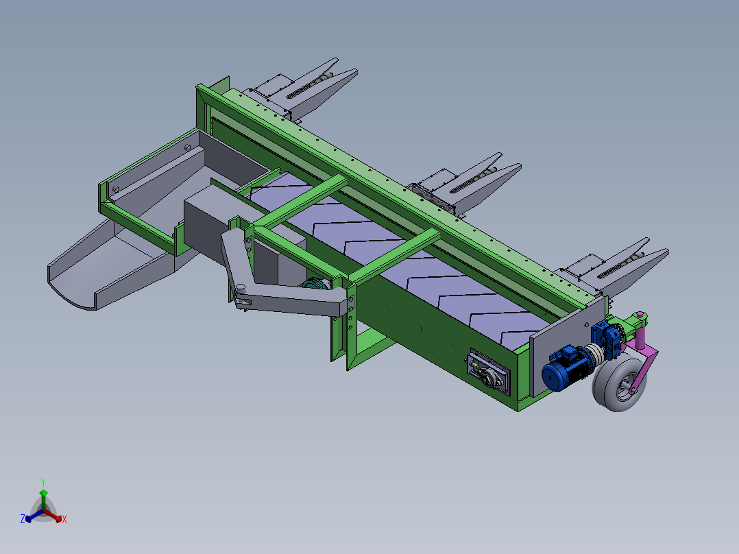 小型玉米收割机构3D 装配图 部装图正等轴测图