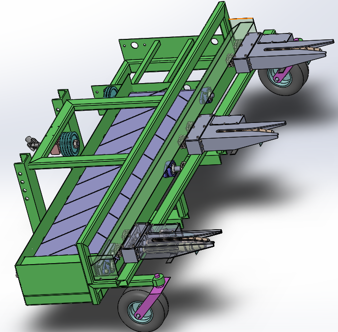 小型玉米收割机构3D 装配图 部装图
